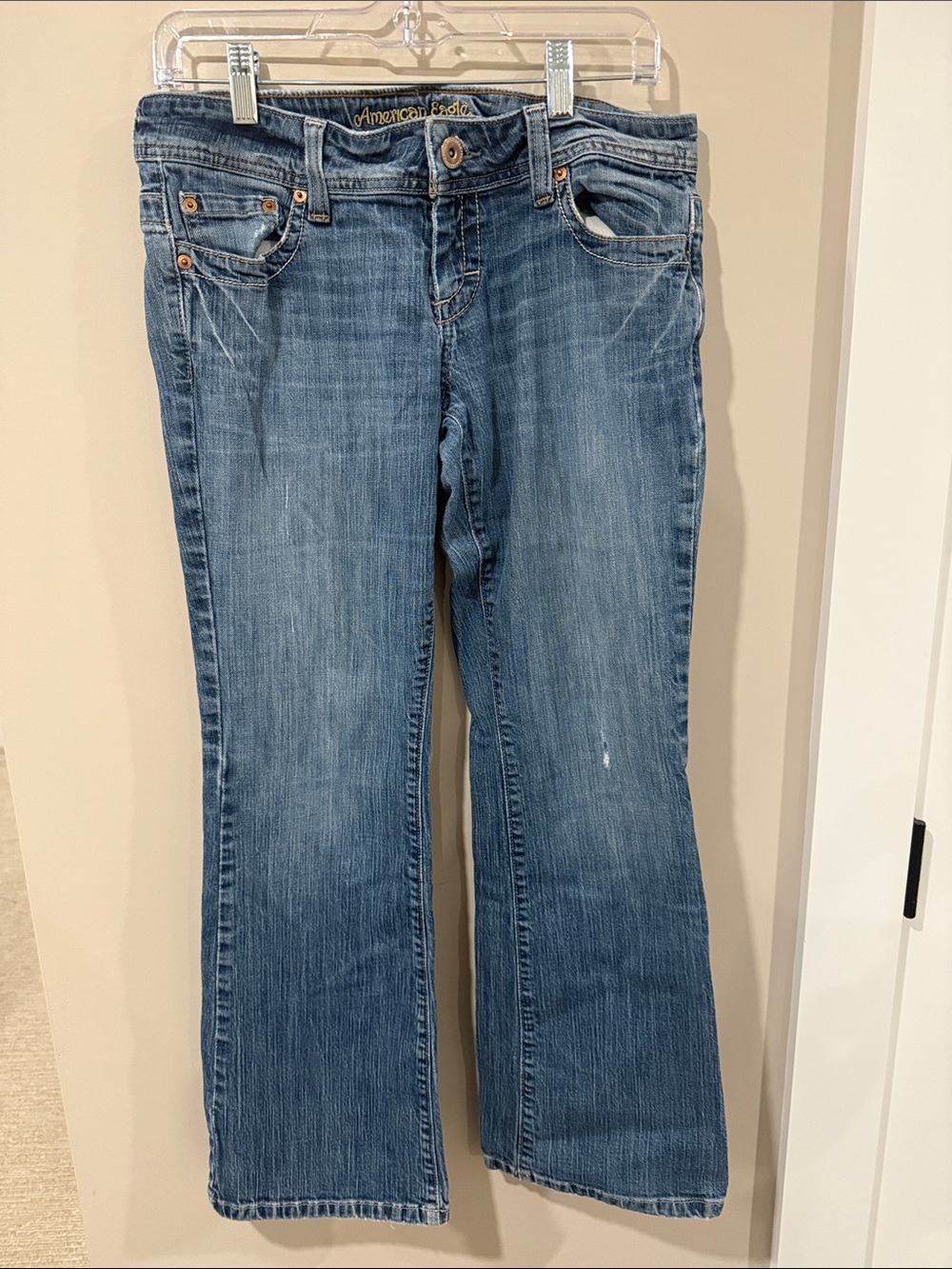 Vintage American Eagle Outfitters Women's Medium Blue Flare Jeans